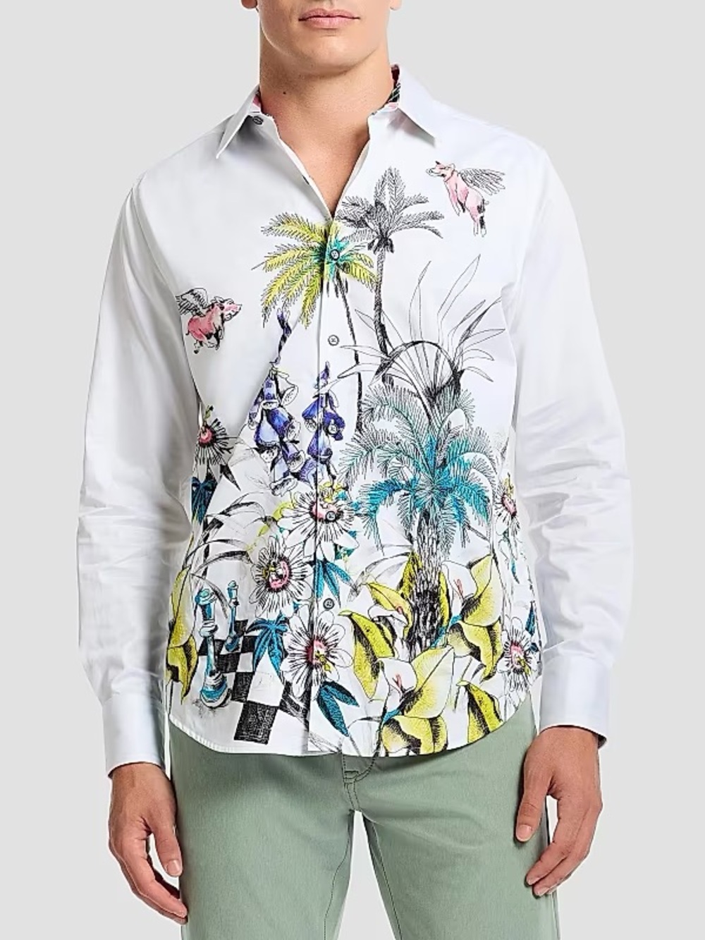 Robert Graham when pigs fly woven top • NEW